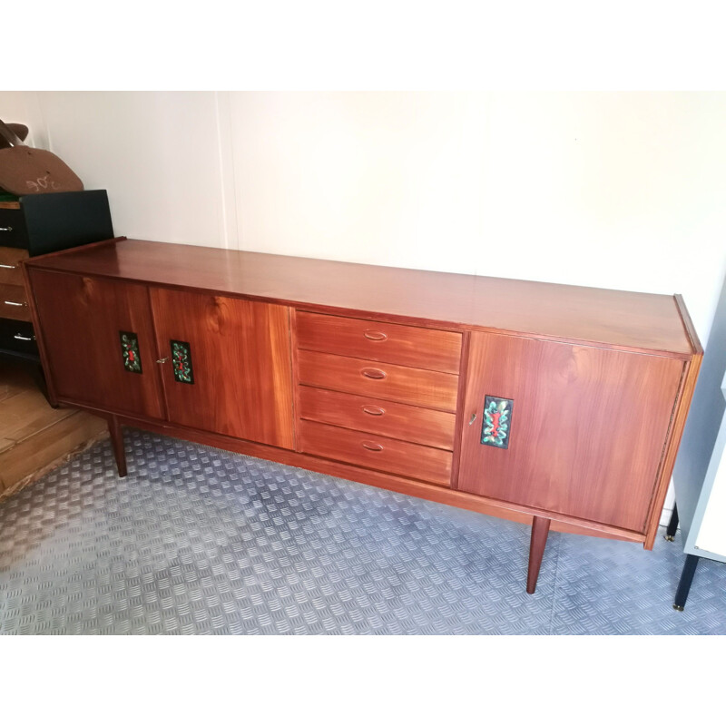 Vintage teak and ceramic sideboard, 1960s