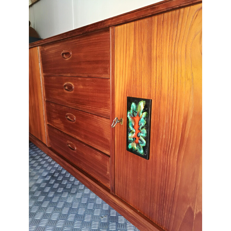 Vintage teak and ceramic sideboard, 1960s