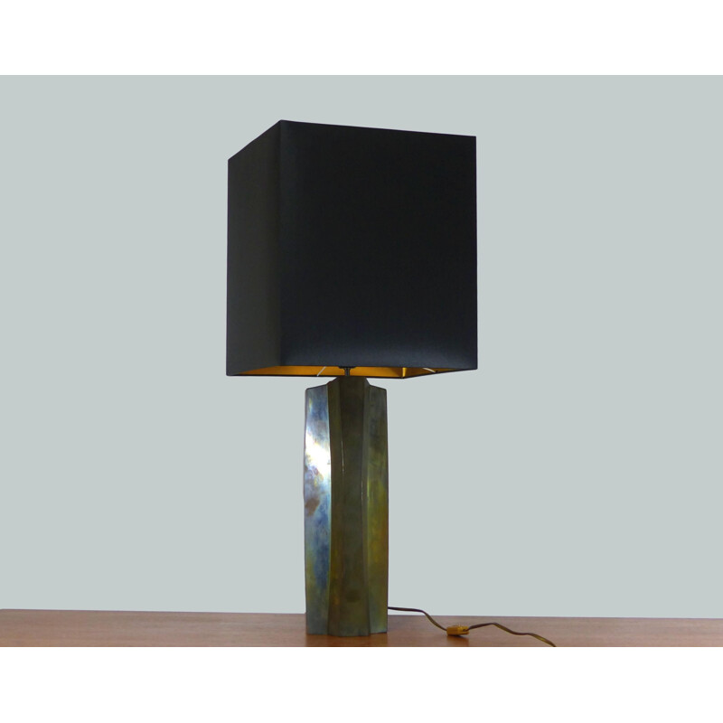 Vintage lamp in patinated brass, 1970