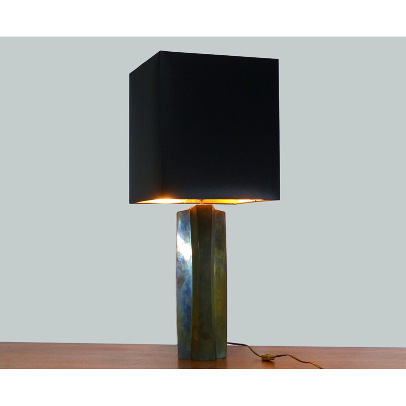 Vintage lamp in patinated brass, 1970