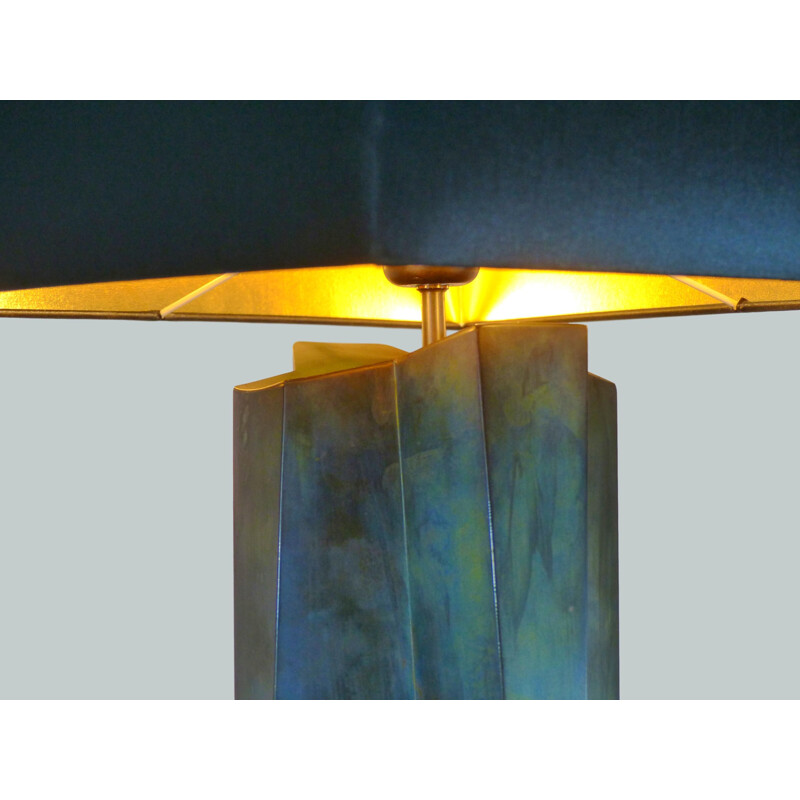 Vintage lamp in patinated brass, 1970