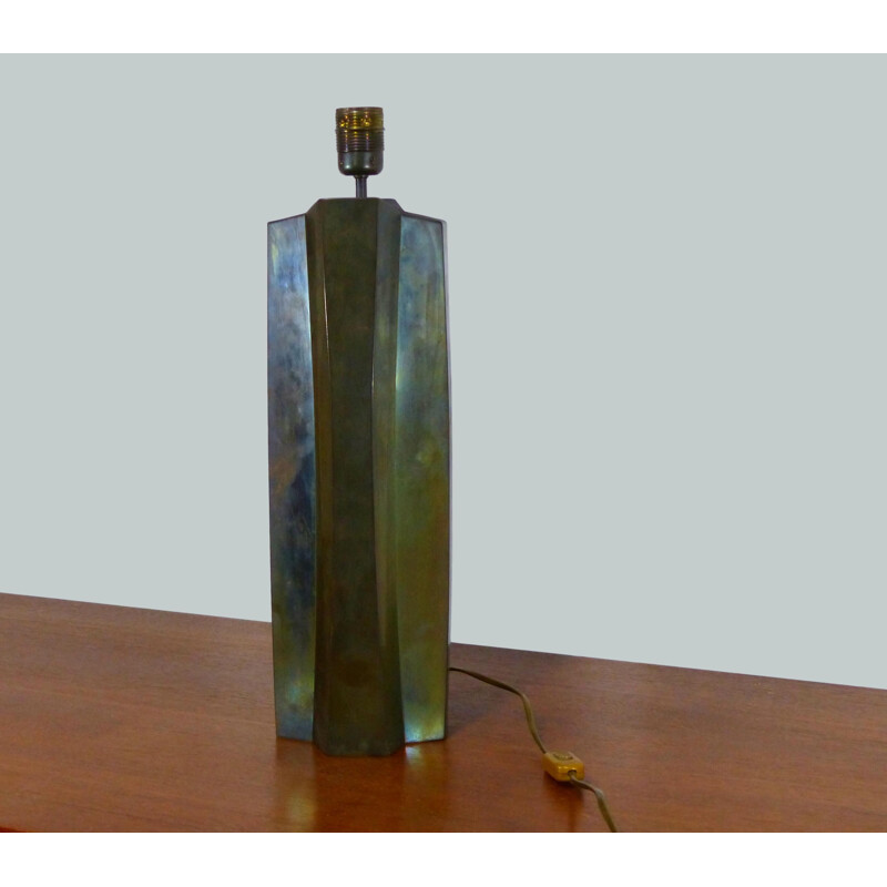 Vintage lamp in patinated brass, 1970