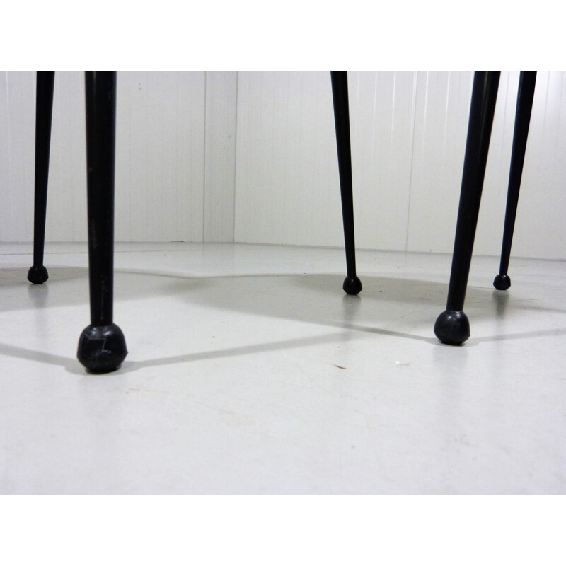 Set of 3 vintage stackable iron stools Netherlands 1950s