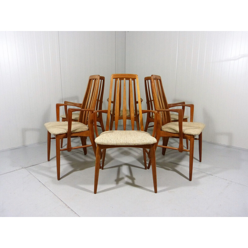 Set of 6 vintage dining chairs Eva by Niels Koefoed for Hornslet Denmark, 1960s