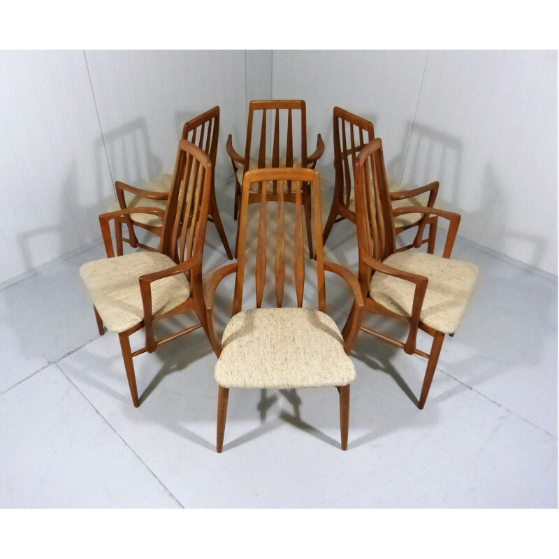 Set of 6 vintage dining chairs Eva by Niels Koefoed for Hornslet Denmark, 1960s