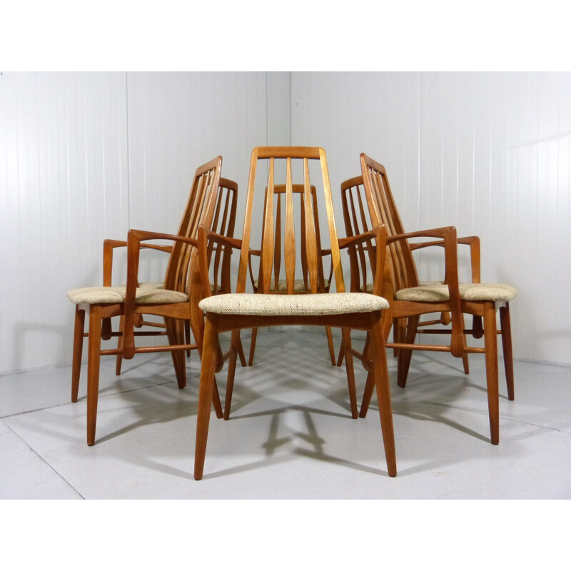 Set of 6 vintage dining chairs Eva by Niels Koefoed for Hornslet Denmark, 1960s