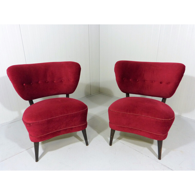 Ensemble de 2 fauteuils lounge vintage par Otto Schulz, Suède années 1950