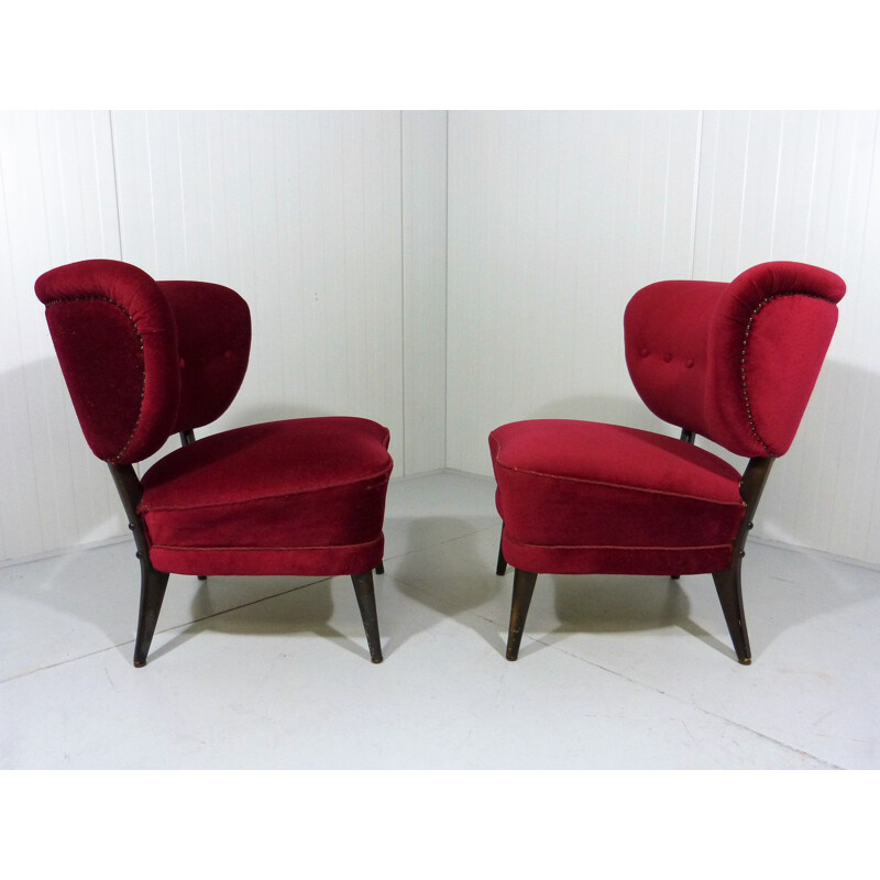 Set of 2 vintage easy chairs by Otto Schulz, Sweden 1950s