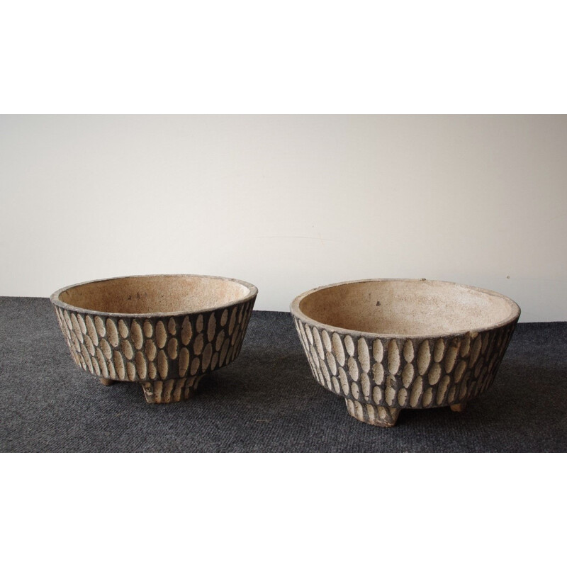 Pair of vintage concrete planters 1970s