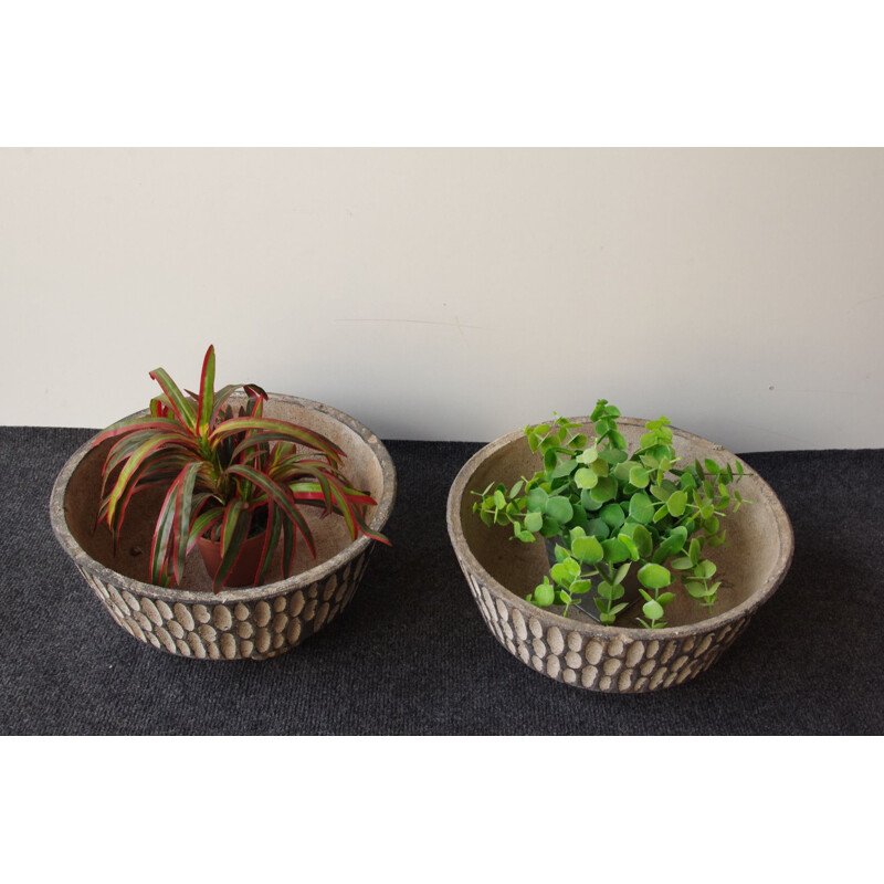 Pair of vintage concrete planters 1970s