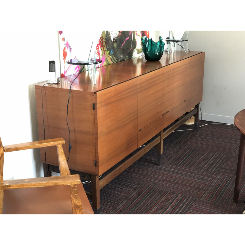 Vintage Prestige sideboard for Huchers-Minvielle in Rio rosewood and chrome metal 1960