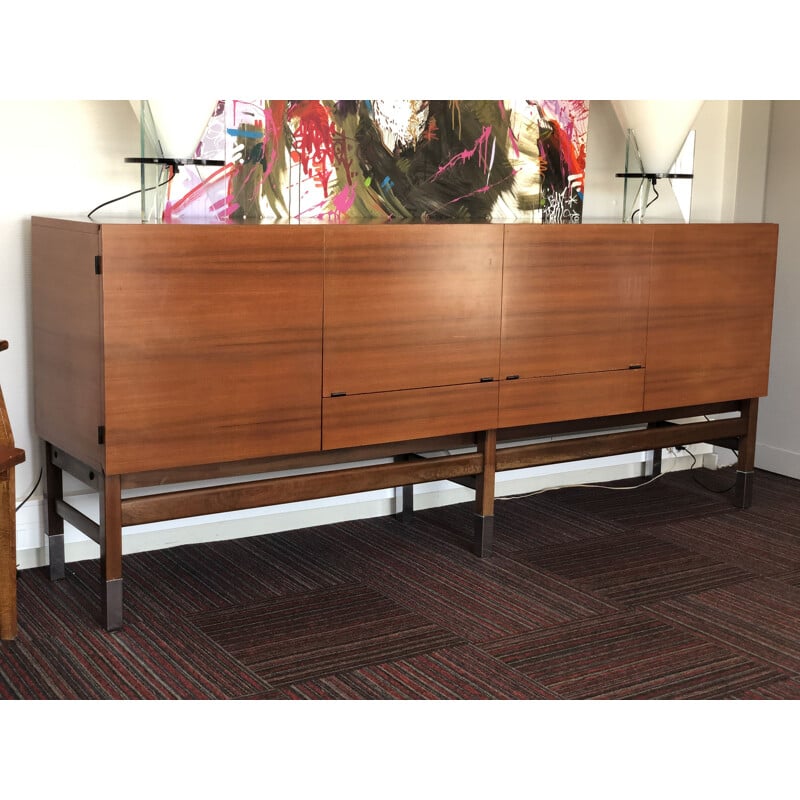 Vintage Prestige sideboard for Huchers-Minvielle in Rio rosewood and chrome metal 1960