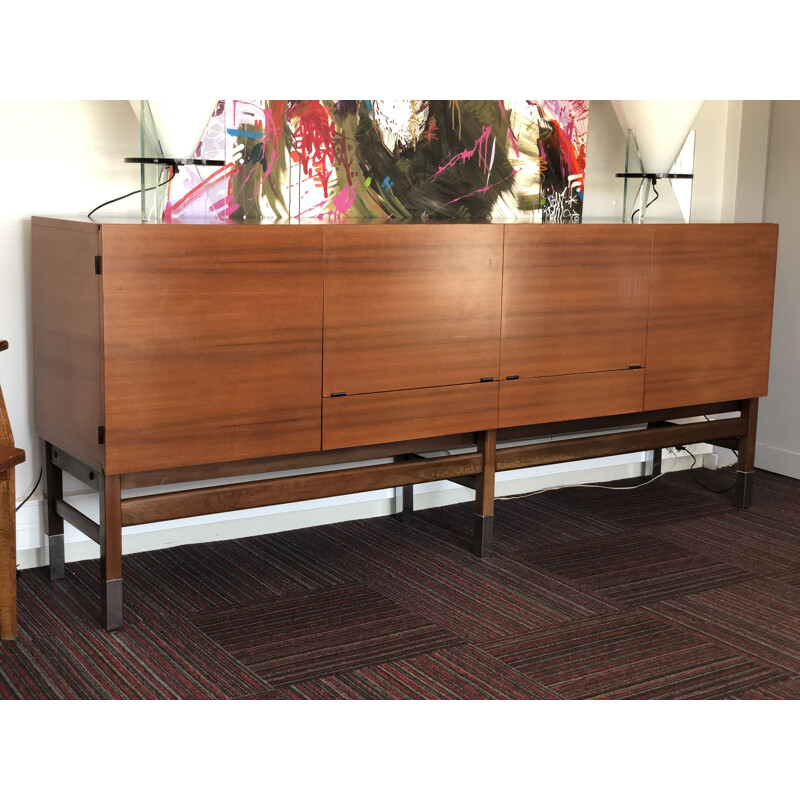 Vintage Prestige sideboard for Huchers-Minvielle in Rio rosewood and chrome metal 1960