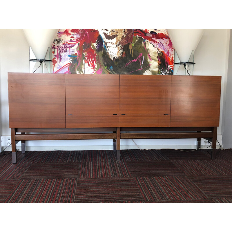 Vintage Prestige sideboard for Huchers-Minvielle in Rio rosewood and chrome metal 1960