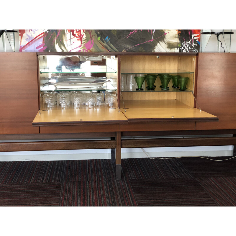 Vintage Prestige sideboard for Huchers-Minvielle in Rio rosewood and chrome metal 1960