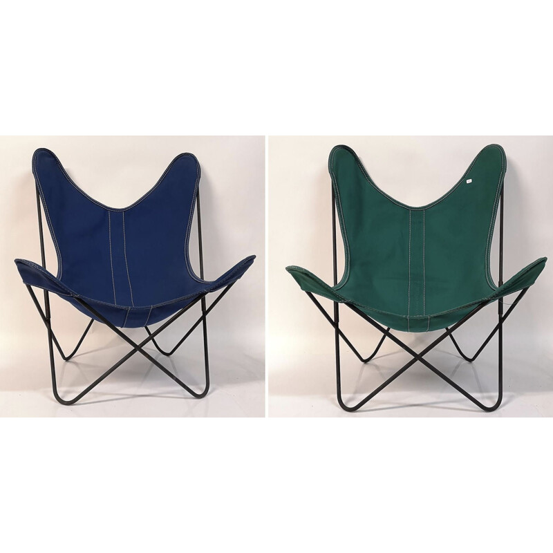 Pair of vintage Butterfly AA armchairs for Airborne in metal 1960