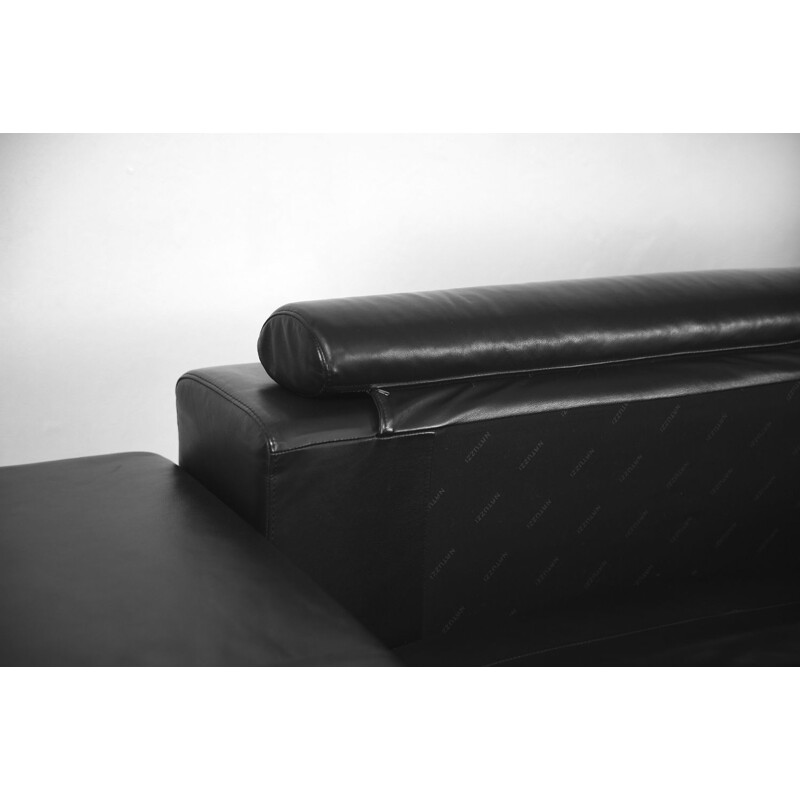 Italienisches Vintage-Sofa für Natuzzi aus schwarzem Leder 1950