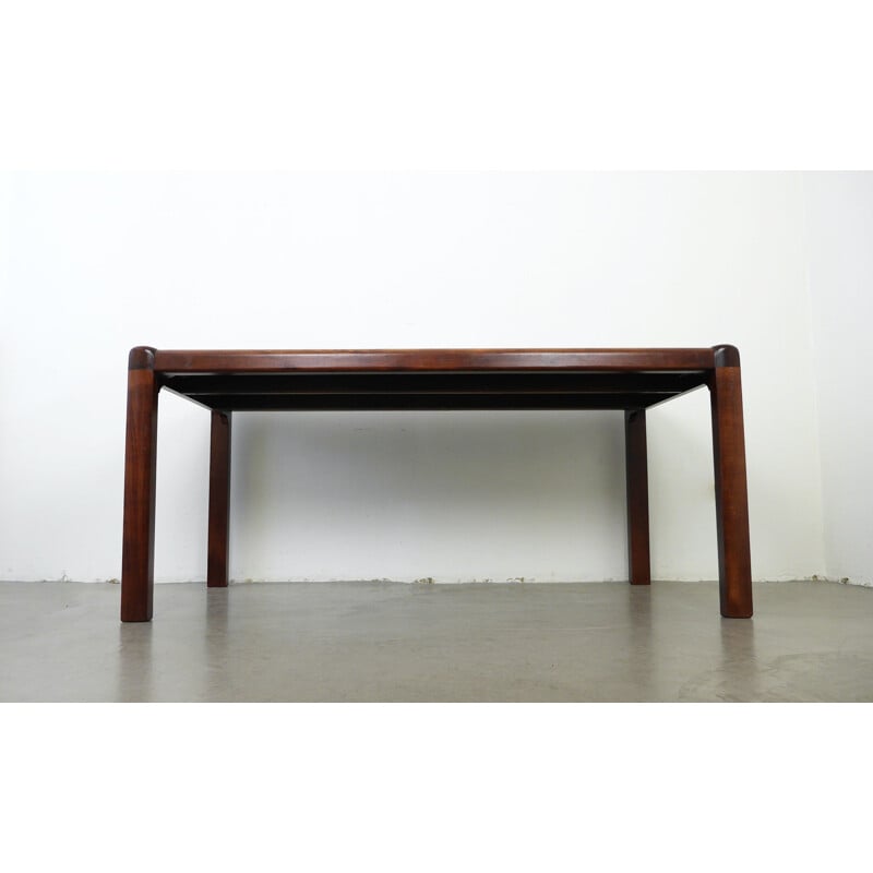 Vintage table in mahogany with leather cover, Germany, 1970s