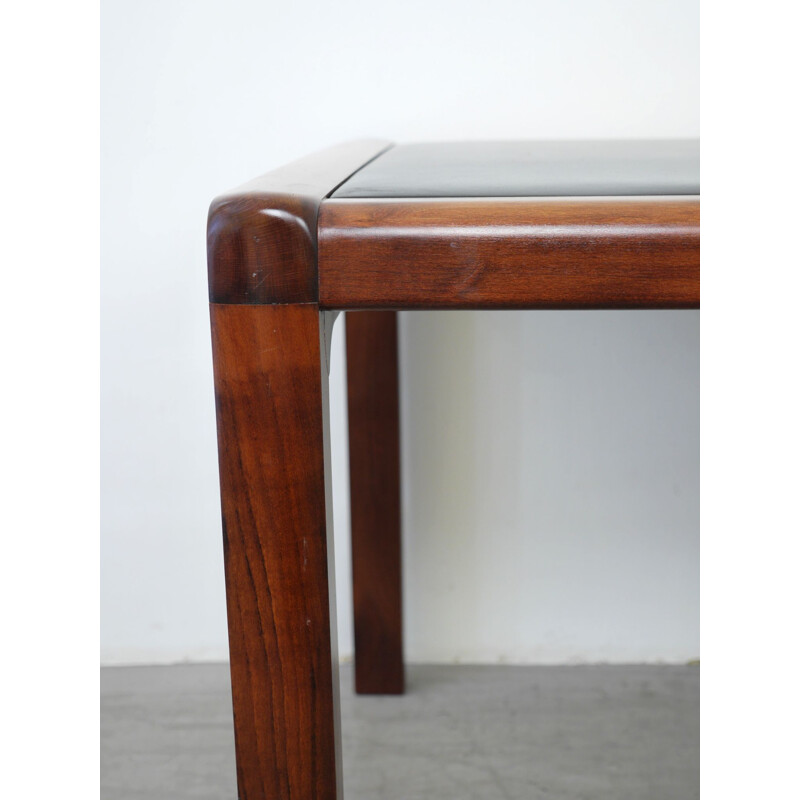 Vintage table in mahogany with leather cover, Germany, 1970s