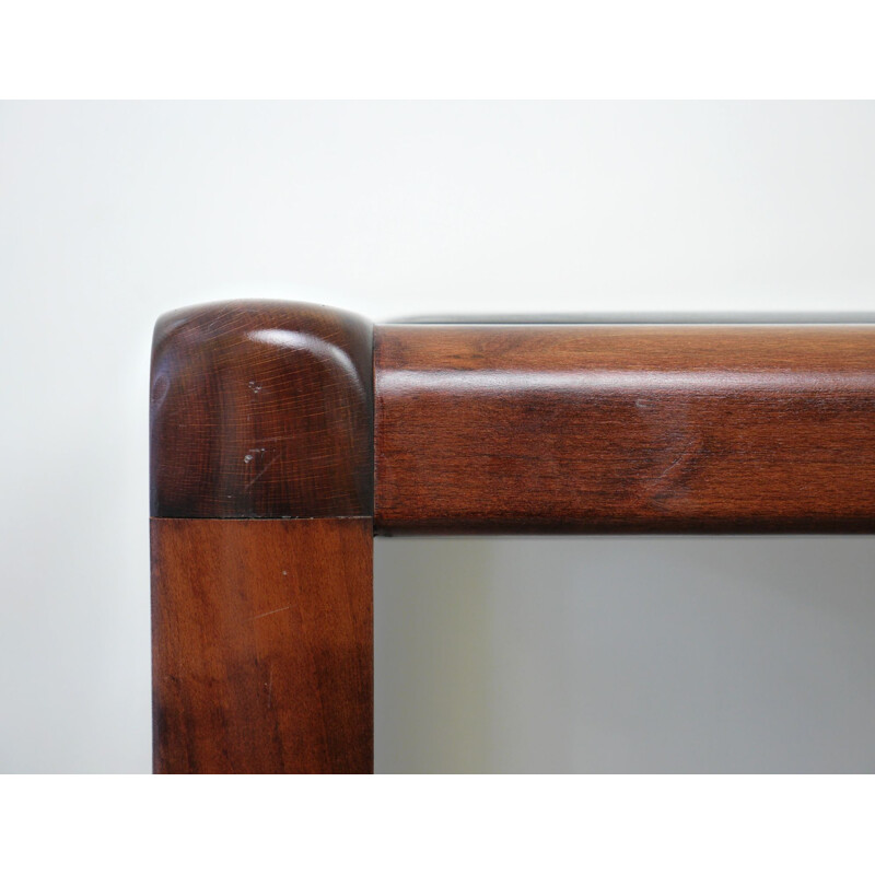 Vintage table in mahogany with leather cover, Germany, 1970s