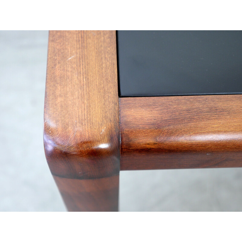 Vintage table in mahogany with leather cover, Germany, 1970s