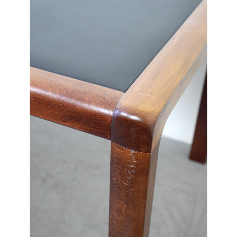 Vintage table in mahogany with leather cover, Germany, 1970s