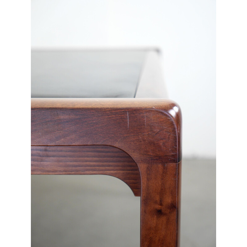 Vintage table in mahogany with leather cover, Germany, 1970s