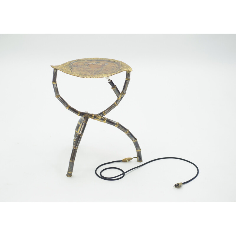 Vintage side table brass sculpture by Henri Fernandez for Maison Honoré 1970