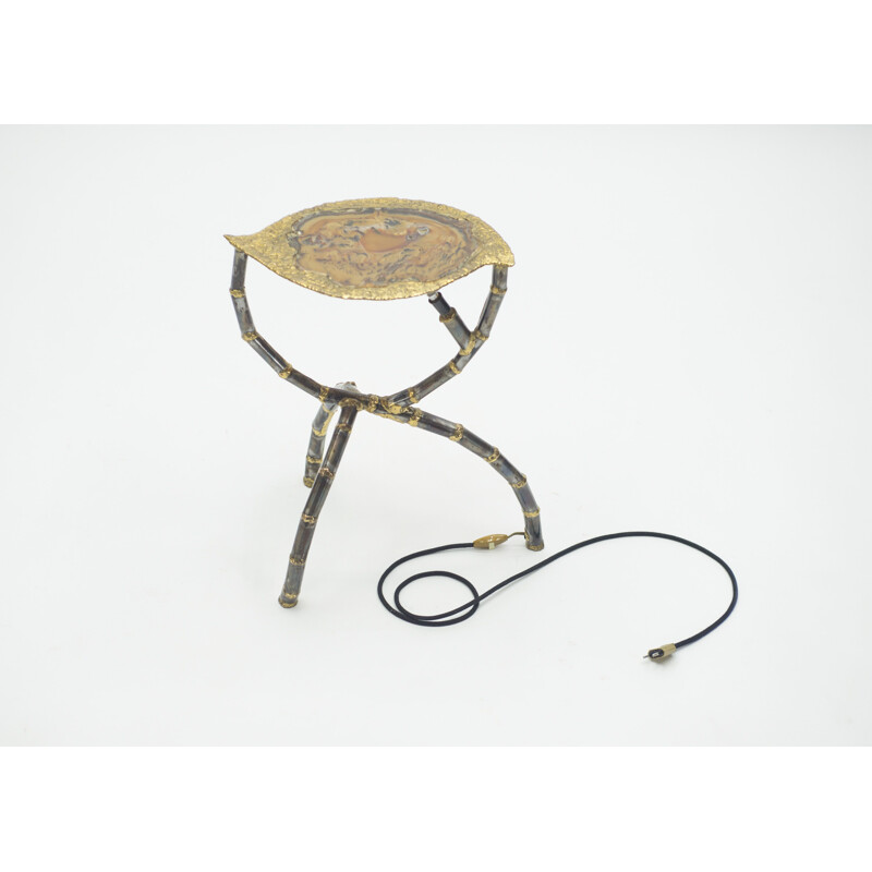 Vintage side table brass sculpture by Henri Fernandez for Maison Honoré 1970