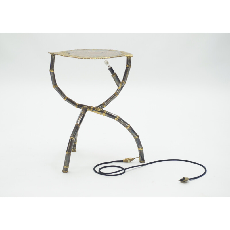 Vintage side table brass sculpture by Henri Fernandez for Maison Honoré 1970