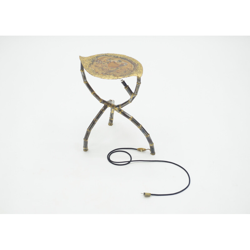 Vintage side table brass sculpture by Henri Fernandez for Maison Honoré 1970