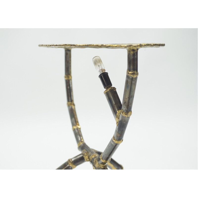 Vintage side table brass sculpture by Henri Fernandez for Maison Honoré 1970