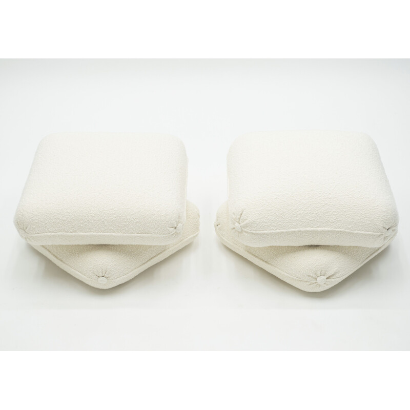 Pair of vintage woolen poufs, 1970