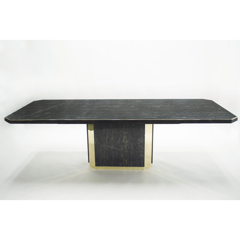 Large brass portor marble table J.C Mahey