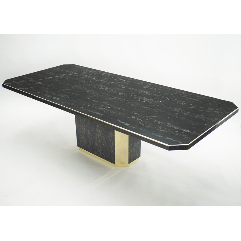 Large brass portor marble table J.C Mahey