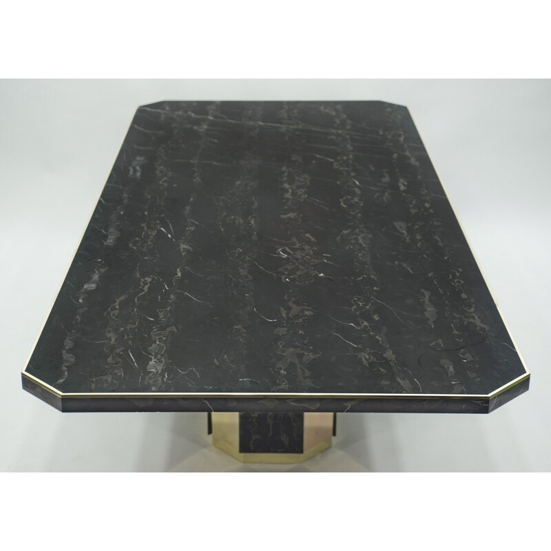 Large brass portor marble table J.C Mahey