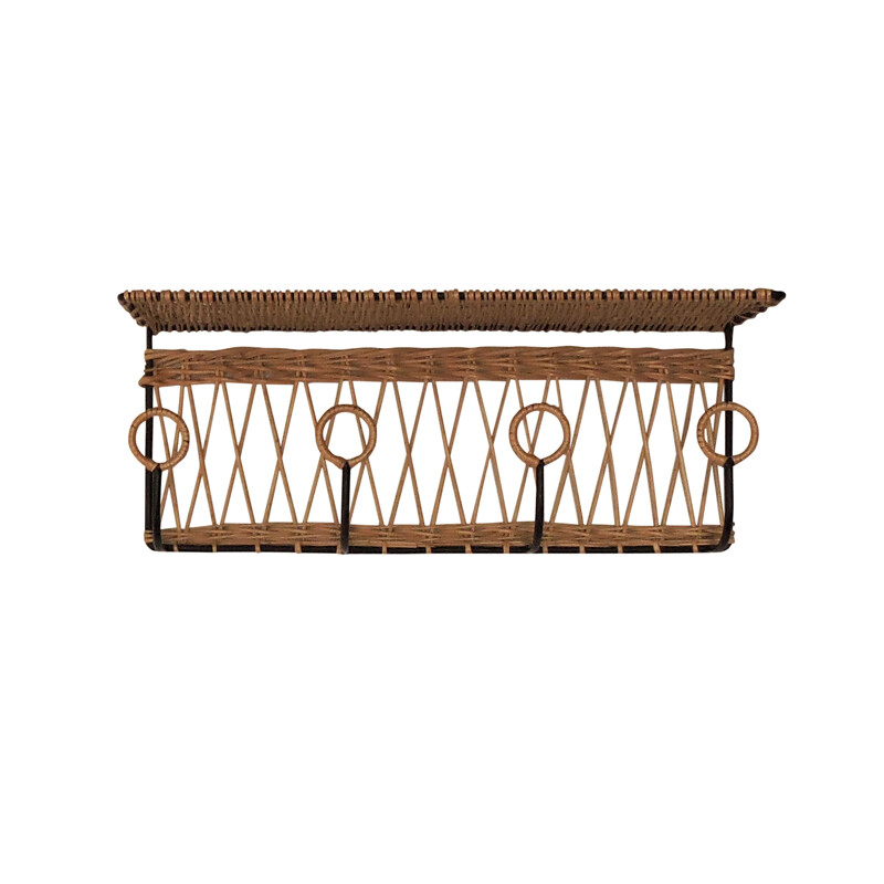 French iron and willow vintage Coat Rack, 1940s