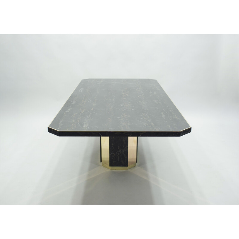 Large brass portor marble table J.C Mahey