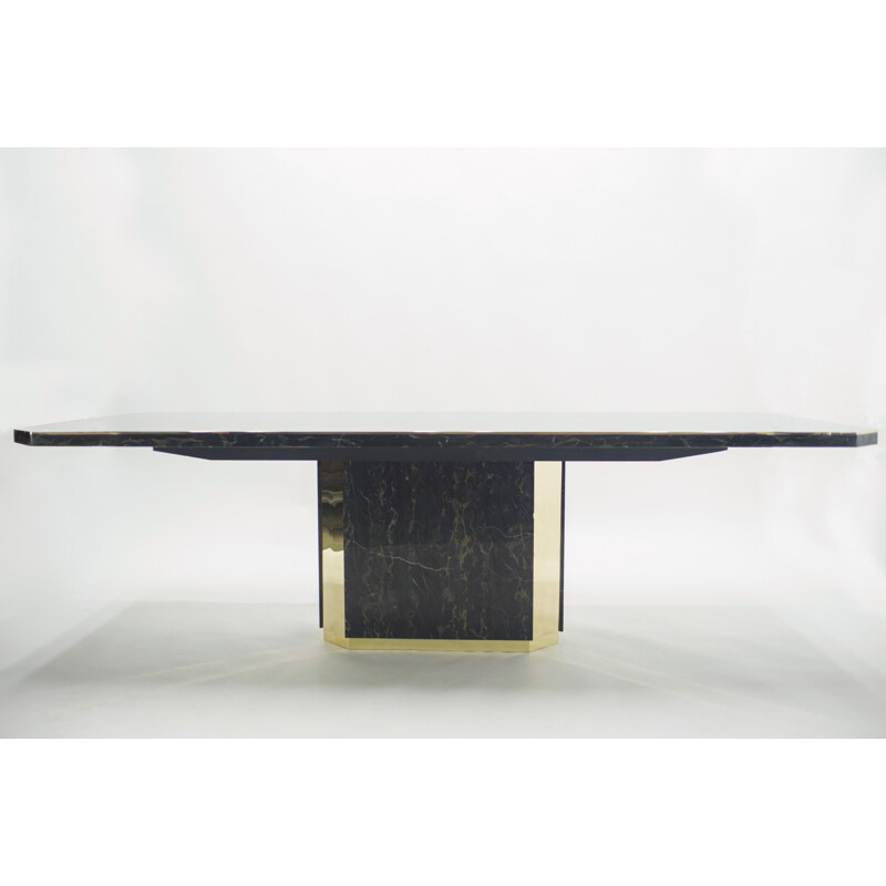 Large brass portor marble table J.C Mahey