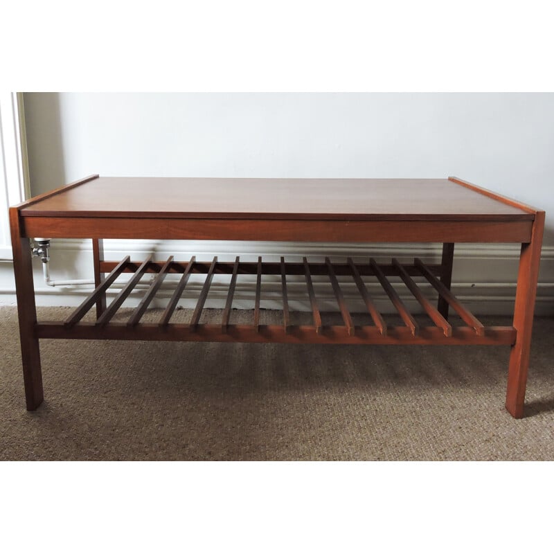 Teak slatted vintage coffee table by Myer, 1960s