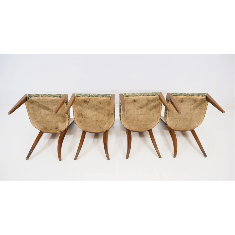 Set of 4 vintage dining chairs by Jindřich Halabala, 1930