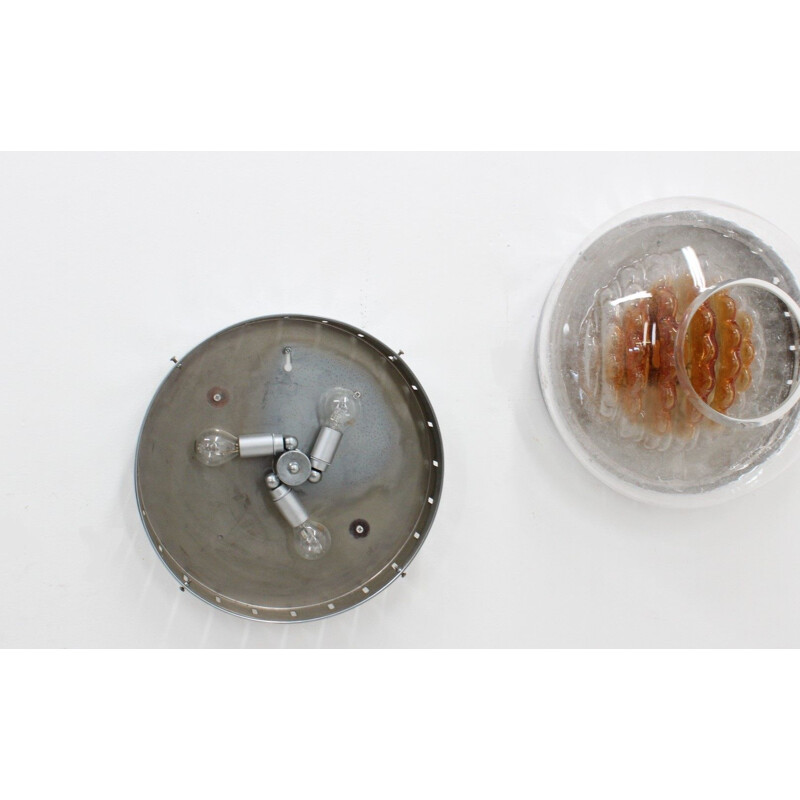 Pair of 2 vintage glass round sconces by Toni Zuccheri, 1970s 
