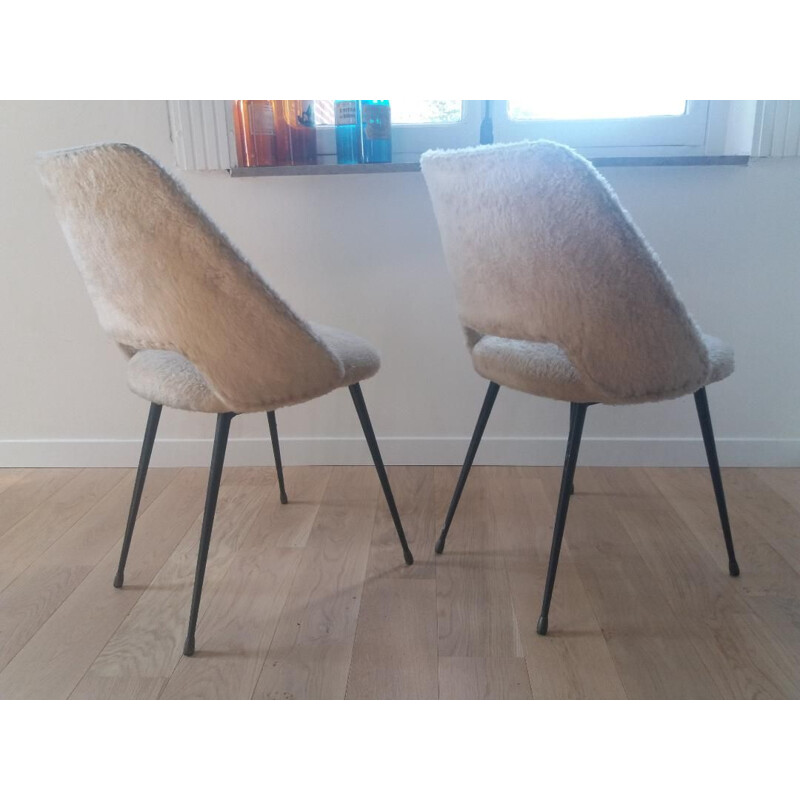 Paire de 2 chaises vintage tonneau, 1960
