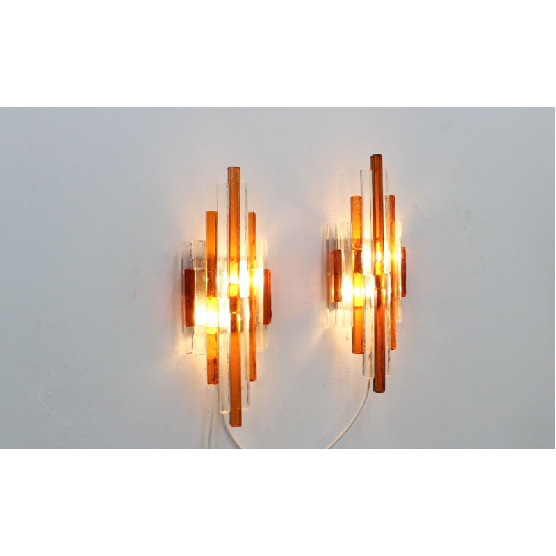 Set of 2 vintage wall lamps by Albano Poli, Italy, 1970s
