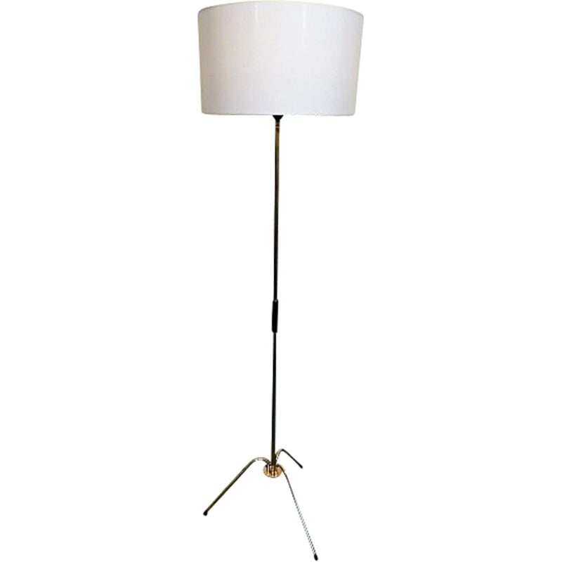 Vintage brass tripod floor lamp by Lunel, 1960