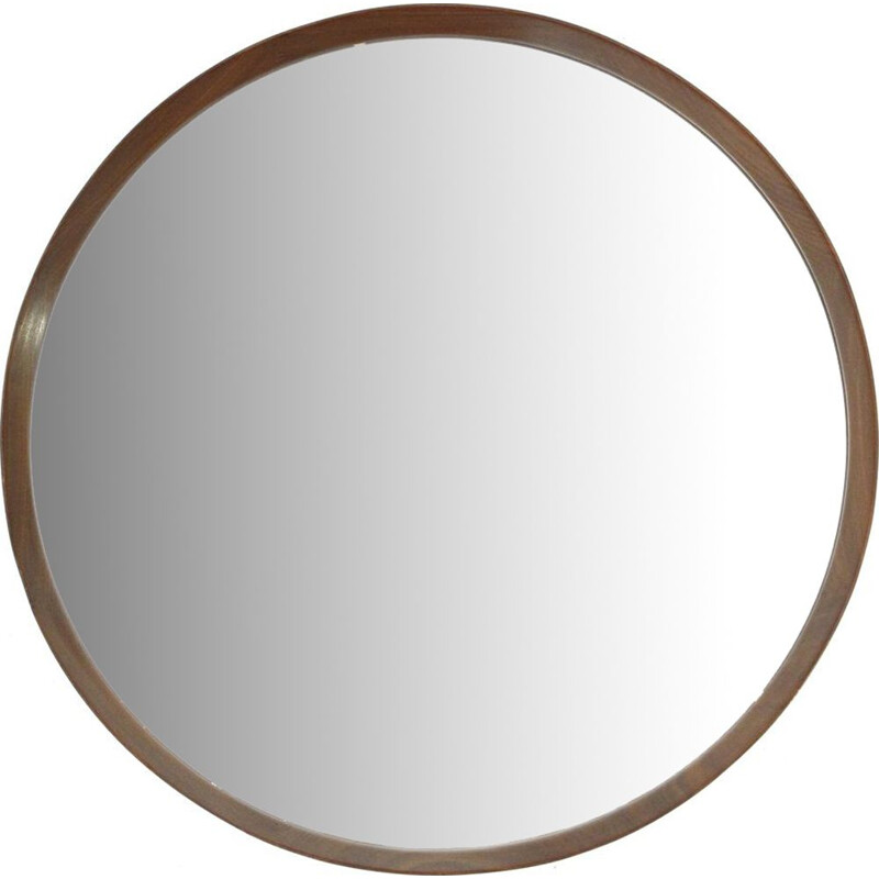 Vintage Round Italian  Mirror with wooden frame, 1960s