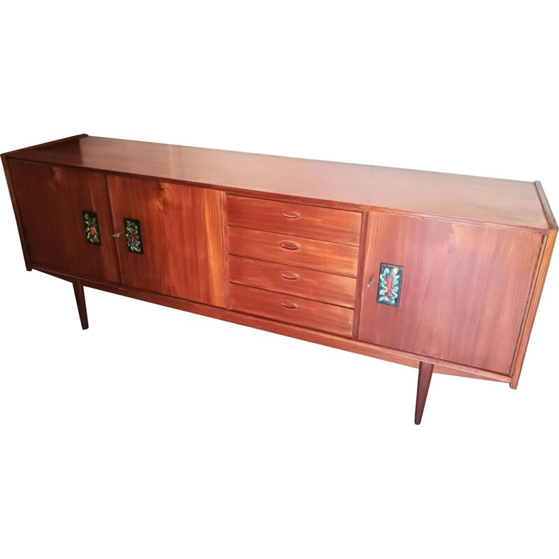 Vintage teak and ceramic sideboard, 1960s