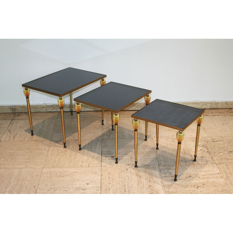 3 vintage nesting tables, Maison Jansen, 1970