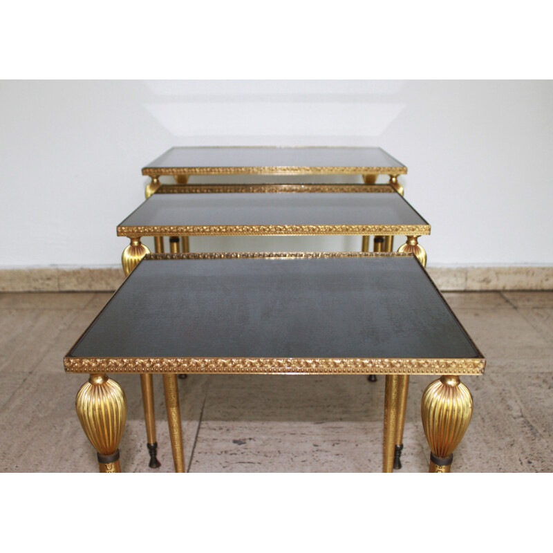 3 vintage nesting tables, Maison Jansen, 1970