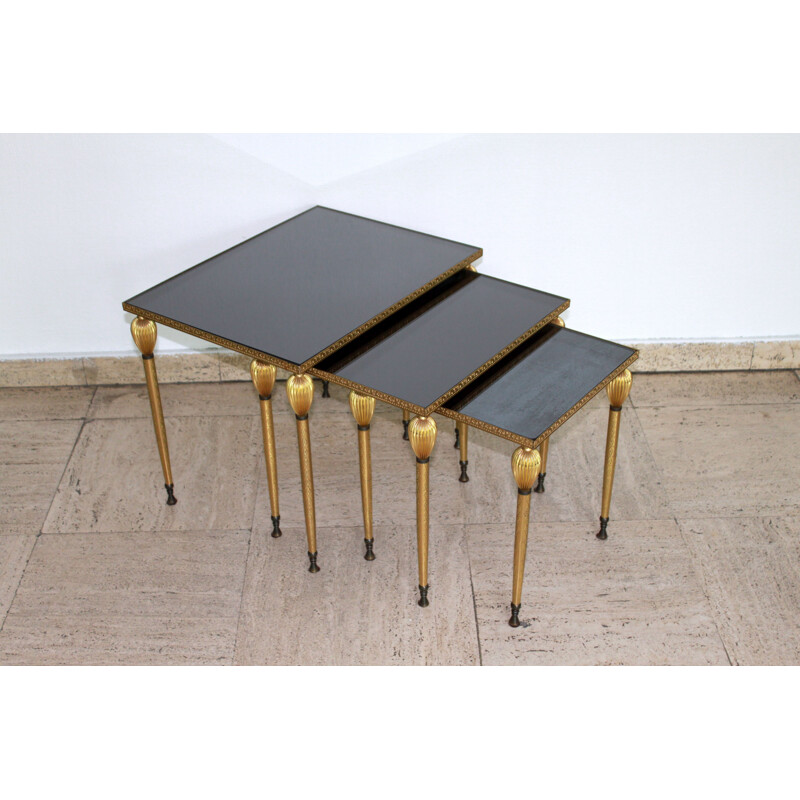 3 tables gigognes vintage, Maison Jansen, 1970